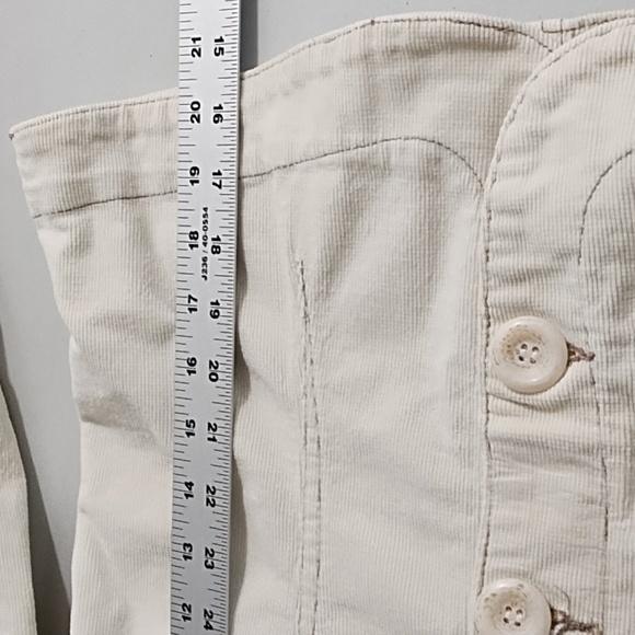 Vintage Fitted Stretch Fine Wale Cream Corduroy Jacket Shirt - Picture 7 of 13